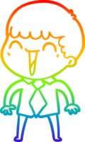 rainbow gradient line drawing of a cartoon happy man png