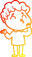 warm gradient line drawing of a cartoon man pouting png