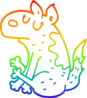 rainbow gradient line drawing of a cartoon dog sitting png
