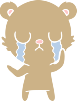 crying flat color style cartoon bear png