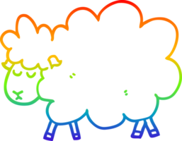 rainbow gradient line drawing of a cartoon sheep png