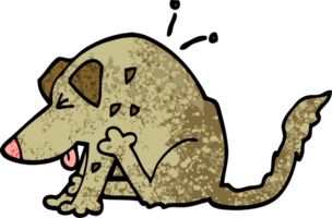 chien de dessin animé illustration texturé grunge se gratter png