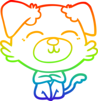 rainbow gradient line drawing of a cartoon dog png