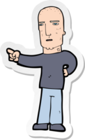 sticker of a cartoon tough guy pointing png