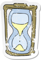 Retro beunruhigter Aufkleber einer Cartoon-Sanduhr png