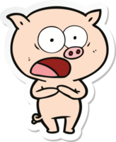 adesivo de um porco de desenho animado gritando png