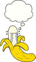 cartoon crying banana with thought bubble png