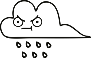 line drawing cartoon of a storm rain cloud png