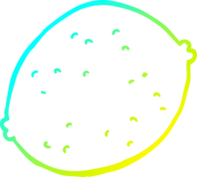 cold gradient line drawing of a cartoon lemon png