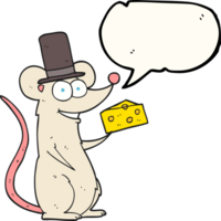 hand drawn speech bubble cartoon mouse with cheese png