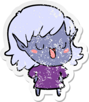 distressed sticker of a cartoon elf girl png