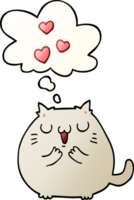 mignonne dessin animé chat dans l'amour avec pensée bulle dans lisse pente style png