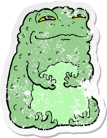 distressed sticker of a cartoon smug toad png