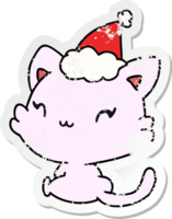 Hand gezeichnet Weihnachten betrübt Aufkleber Karikatur von kawaii Katze png