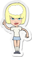 sticker of a cartoon woman with idea png