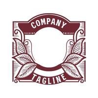 Vintage Retro Blank Badge Emblem Label with Tobaccos Leaf ornament for Cigarettes Product Design vector