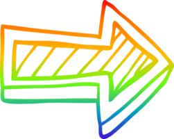 rainbow gradient line drawing of a cartoon directing arrow png