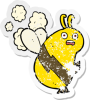 retro distressed sticker of a funny cartoon bee png