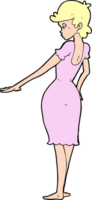 cartoon pretty woman looking at nails png