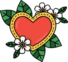 tatuering i traditionell stil av en botanisk hjärta png