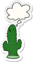 cartoon cactus with thought bubble as a printed sticker png