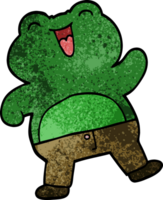 rolig tecknad doodle groda png