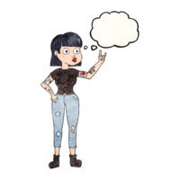 hand drawn thought bubble textured cartoon rock girl png