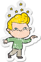 distressed sticker of a cartoon excited man png