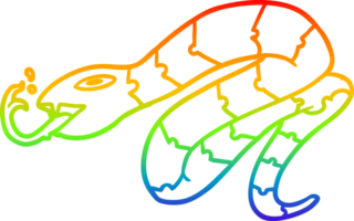 rainbow gradient line drawing of a hissing snake png