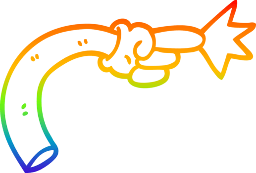 rainbow gradient line drawing of a cartoon arm gesture png