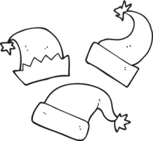 hand drawn black and white cartoon christmas hats png