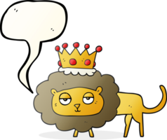 hand drawn speech bubble cartoon lion with crown png