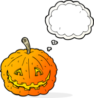 cartoon grinning pumpkin with thought bubble png