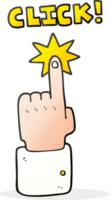 hand dragen tecknad serie klick tecken med finger png