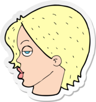 sticker of a cartoon woman raising eyebrow png