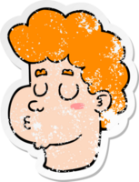 distressed sticker of a cartoon male face png