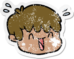 distressed sticker of a cartoon male face png