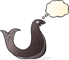 cartoon happy seal with thought bubble png