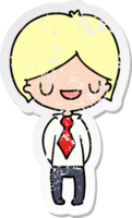 distressed sticker cartoon illustration of a kawaii cute boy png