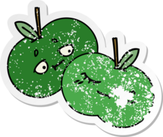 distressed sticker of a cute cartoon apples png