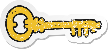 retro distressed sticker of a cartoon key png