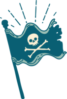 illustration of a traditional tattoo style waving pirate flag png