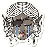 Retro Tattoo Style crying elf rogue character face png