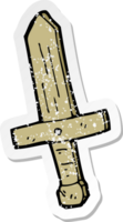 retro distressed sticker of a cartoon wooden sword png