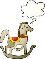 cartoon rocking horse with thought bubble in smooth gradient style png