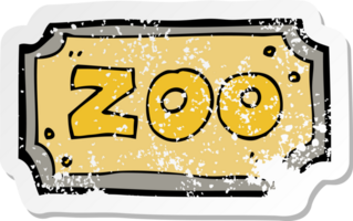 autocollant rétro en détresse d'un signe de zoo de dessin animé png