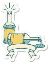 sticker of a tattoo style beer bottles png