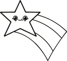 line drawing cartoon of a shooting rainbow star png