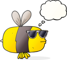 hand drawn thought bubble cartoon bee wearing sunglasses png