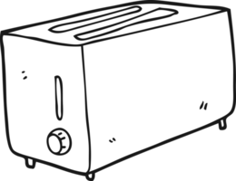 hand drawn black and white cartoon toaster png